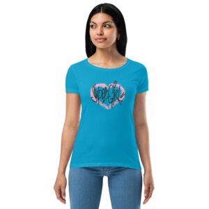 Super Girl Women’s fitted t-shirt - womens fitted t shirt turquoise front c b b - Shujaa Designs