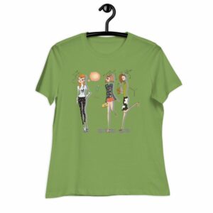 Three Fashionistas Women’s Relaxed T-Shirt - womens relaxed t shirt leaf front c d - Shujaa Designs
