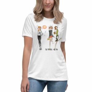Three Fashionistas Women’s Relaxed T-Shirt - womens relaxed t shirt white front c - Shujaa Designs