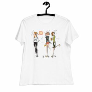 Three Fashionistas Women’s Relaxed T-Shirt - womens relaxed t shirt white front c b - Shujaa Designs