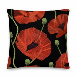 Poppy Blossoms And Pods Premium Pillow - all over print premium pillow x front a bf c - Shujaa Designs