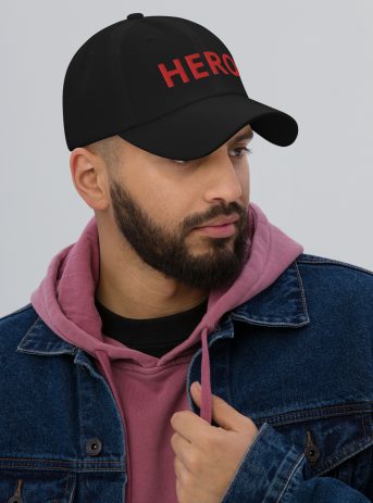 HERO Embroidered Dad hat - classic dad hat black right front fe dba d - Shujaa Designs