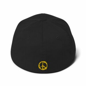 PEACE Embroidered Structured Twill Cap - closed back structured cap black back a f - Shujaa Designs
