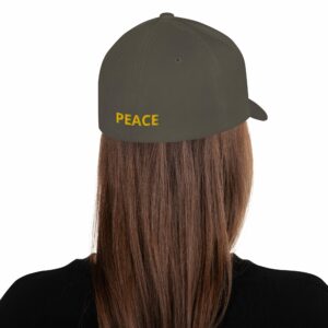 Peace Symbol Embroidered Structured Twill Cap - closed back structured cap dark grey back a e f - Shujaa Designs