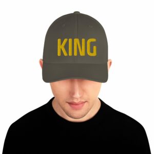 KING Embroidered Structured Twill Cap - closed back structured cap dark grey front fec c - Shujaa Designs