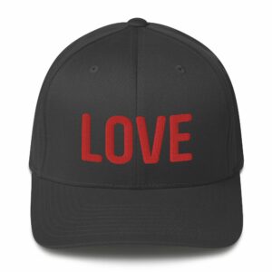 LOVE Embroidered Structured Twill Cap - closed back structured cap dark grey front ff c - Shujaa Designs