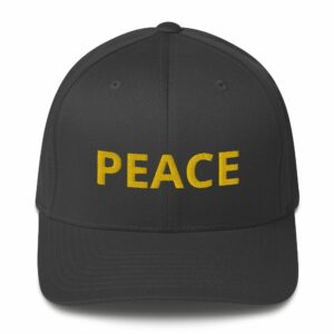 PEACE Embroidered Structured Twill Cap - closed back structured cap dark grey front a f acc - Shujaa Designs