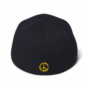 PEACE Embroidered Structured Twill Cap - closed back structured cap dark navy back a f f - Shujaa Designs