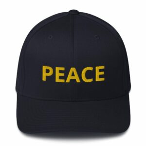 PEACE Embroidered Structured Twill Cap - closed back structured cap dark navy front a f e a - Shujaa Designs