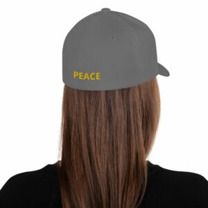 Peace Symbol Embroidered Structured Twill Cap - closed back structured cap grey back a f - Shujaa Designs