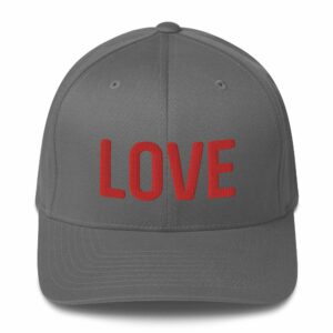 LOVE Embroidered Structured Twill Cap - closed back structured cap grey front ff f - Shujaa Designs