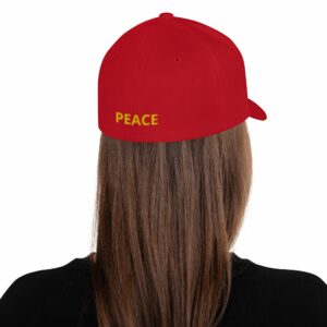 Peace Symbol Embroidered Structured Twill Cap - closed back structured cap red back a cb - Shujaa Designs