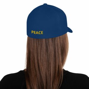 Peace Symbol Embroidered Structured Twill Cap - closed back structured cap royal blue back a b - Shujaa Designs