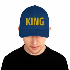 KING Embroidered Structured Twill Cap - closed back structured cap royal blue front fec d d - Shujaa Designs