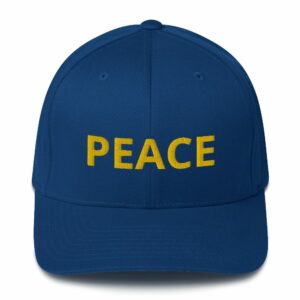 PEACE Embroidered Structured Twill Cap - closed back structured cap royal blue front a f f - Shujaa Designs