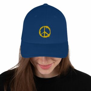 Peace Symbol Embroidered Structured Twill Cap - closed back structured cap royal blue front a a c - Shujaa Designs