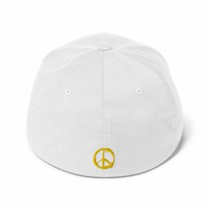 PEACE Embroidered Structured Twill Cap - closed back structured cap white back a f - Shujaa Designs