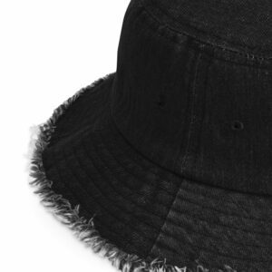 HERO Embroidered Distressed denim bucket hat - distressed denim bucket hat black denim product details fe f aba - Shujaa Designs