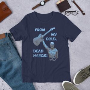 From My Cold Dead Hands Cotton Crew Tee - unisex staple t shirt navy front ef - Shujaa Designs