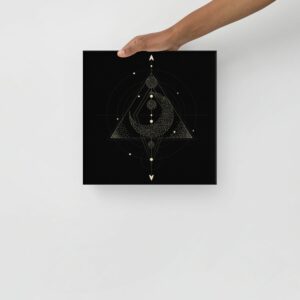Sacred Geometry Crescent Moon Pyramid Canvas - canvas in x front cb e c - Shujaa Designs