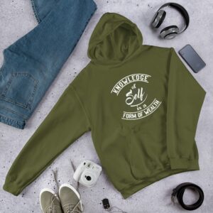 Knowledge Of Self Is A Form Of Wealth Unisex Hoodie - unisex heavy blend hoodie military green front e e f ba - Shujaa Designs