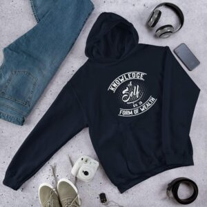 Knowledge Of Self Is A Form Of Wealth Unisex Hoodie - unisex heavy blend hoodie navy front e e f a - Shujaa Designs