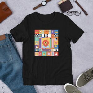 Leo Colorful Zodiac Sign Unisex t-shirt - unisex staple t shirt black front f e fe - Shujaa Designs