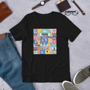 Pisces Colorful Zodiac Sign Unisex t-shirt - unisex staple t shirt black front f b a c - Shujaa Designs