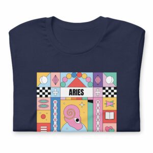 Aries Colorful Zodiac Sign Unisex t-shirt - unisex staple t shirt navy front f a c - Shujaa Designs