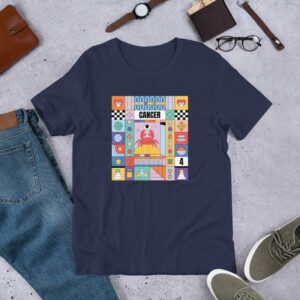 Cancer Colorful Zodiac Sign Unisex t-shirt - unisex staple t shirt navy front f a - Shujaa Designs