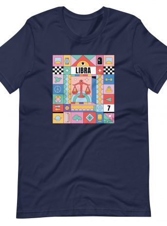 Libra Colorful Zodiac Sign Unisex t-shirt - unisex staple t shirt navy front f cde bd - Shujaa Designs