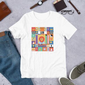 Leo Colorful Zodiac Sign Unisex t-shirt - unisex staple t shirt white front f e - Shujaa Designs