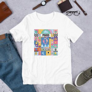 Pisces Colorful Zodiac Sign Unisex t-shirt - unisex staple t shirt white front f b bef - Shujaa Designs