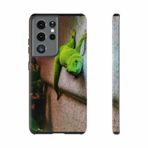 Green Gecko On A Wall Tough Phone Case - - Shujaa Designs