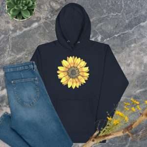 Ukranian Sunflower Unisex Premium Hoodie - unisex premium hoodie navy blazer front de f - Shujaa Designs