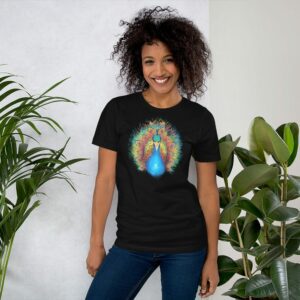 Rainbow Peacock Unisex t-shirt - unisex staple t shirt black front f b f c - Shujaa Designs