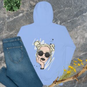 Private: Beautiful Girl In Spiked Steampunk Goggles Unisex Hoodie - unisex premium hoodie carolina blue back b f e - Shujaa Designs