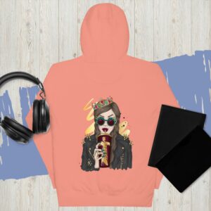 Private: Girl Wearing A Crown, Leather Jacket And Spiked Glasses Unisex Hoodie - unisex premium hoodie dusty rose back b cec - Shujaa Designs