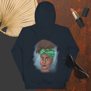 Private: African Woman With Green Headdress Unisex Hoodie - unisex premium hoodie navy blazer back e f cb d - Shujaa Designs
