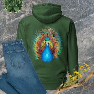 Private: Majestic Rainbow Peacock Unisex Hoodie - unisex premium hoodie forest green back c ecc ab - Shujaa Designs