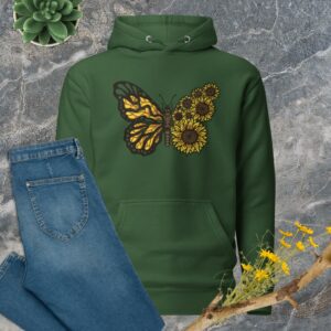Private: Sunflower Butterfly Unisex Hoodie - unisex premium hoodie forest green front ac - Shujaa Designs