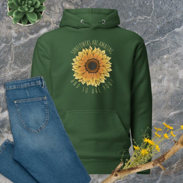 Private: Sunflowers Are Amazing Unisex Hoodie - unisex premium hoodie forest green front b e - Shujaa Designs