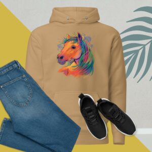Private: Watercolor Realistic Horse Unisex Hoodie - unisex premium hoodie khaki front c caa - Shujaa Designs