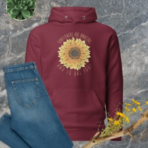 Private: Sunflowers Are Amazing Unisex Hoodie - unisex premium hoodie maroon front b f - Shujaa Designs