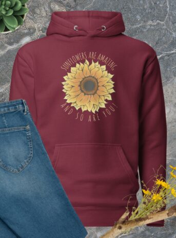 Private: Sunflowers Are Amazing Unisex Hoodie - unisex premium hoodie maroon front b f - Shujaa Designs