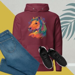 Private: Watercolor Realistic Horse Unisex Hoodie - unisex premium hoodie maroon front c c e - Shujaa Designs