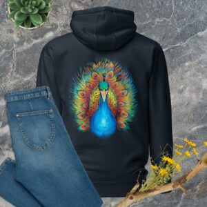 Private: Majestic Rainbow Peacock Unisex Hoodie - unisex premium hoodie navy blazer back c ecc d - Shujaa Designs