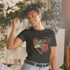 Private: Heart With Red Rose Short-Sleeve Unisex T-Shirt - unisex basic softstyle t shirt black front d d bcebe - Shujaa Designs