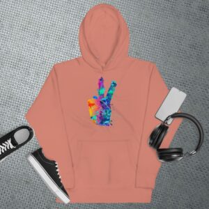 Private: Watercolor Peace Sign Unisex Hoodie - unisex premium hoodie dusty rose front e b - Shujaa Designs