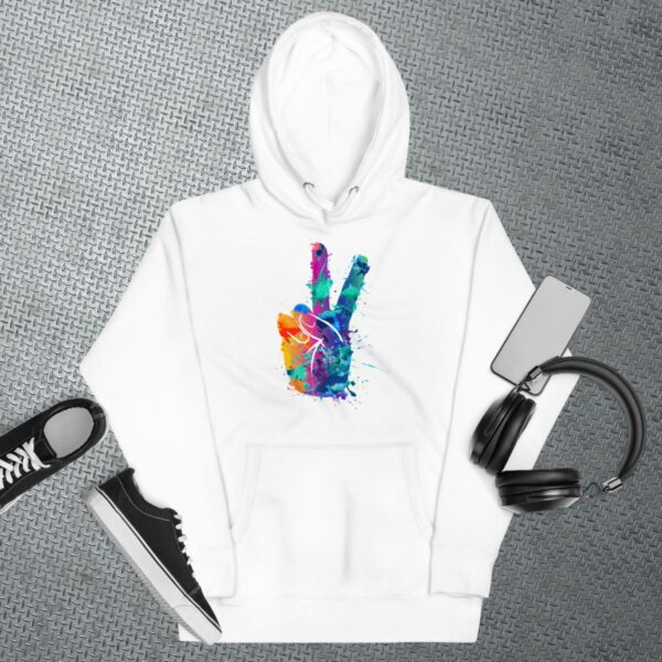 Private: Watercolor Peace Sign Unisex Hoodie - unisex premium hoodie white front e fe - Shujaa Designs